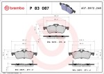 BREMBO  Комплект тормозных колодок, дисковый тормоз PRIME LINE P 83 087