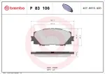 BREMBO Piduriklotsi komplekt,  ketaspidur PRIME LINE P 83 106