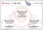 BREMBO  Комплект тормозных колодок, дисковый тормоз P 85 072