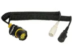Spiraalkaabel (versioon Duracoil+, polüuretaan, maksimaalne pikkus 4m, pistiku tüüp: 15/7/7 24 V, 24V, liinide arv: 1x1,5+6x1,0mm² temperatuuri vahemik90/-40, 12 aktiivset klemmi, 15 pistikus; adapter