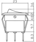 ümmargune lüliti rohelise lediga 10a 12v 20mm 1 poolus