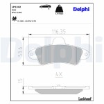 DELPHI Piduriklotsi komplekt,  ketaspidur LP1242