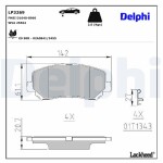 DELPHI Piduriklotsi komplekt,  ketaspidur LP3269