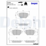 DELPHI Piduriklotsi komplekt,  ketaspidur LP3983