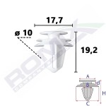 Polstritüübel (rakendus: Rattakoopa laiendajad, pagasiruum, polstrite ja polstri kinnitamine, poritiib, sisemiste postide kinnitamine, kogus pakendis: 10 tk) sobib: HYUNDAI ACCENT IV /i25/ SOLARIS 03.