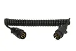 Spiraalkaabel (polüuretaan, töökäigu pikkus 3,5m, maksimaalne pikkus 4m, pistikutega, klemmide arv: 7, 12V, liinide arv: 1x1+6x0,75mm², plastkorgid)