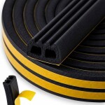 akna- ja uksetihend epdm e-profiil 15x8mm must 50m keltin