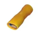Juhtmeotsik kollane 6,3 x 0,8 mm kaetud, Müügipakend 100 tk