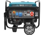 Elektrigeneraator mootori tüüp: Bensiin 230/400V, mootori võimsus 18 HJ, maksimaalne võimsus: 8kW, nimivool: 34,8A, padrunid: 1x16A (230V), 1x32A (230V), 1x32A (400V); algus: elektriline/manuaalne