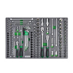 128tk - 1/4" & 3/8" Padrun ja tööriista komplekt moodulalusel