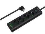 Pikendusjuhe 4-pesaga + 3xUSB +USB-C + lüliti 1,5m must Blow