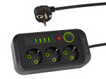 Pikendusjuhe kandiline 4xUSB 1xUSB-C 5m must 2x1mm 3 pistikupesa