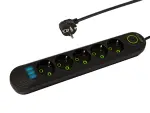 Pikendusjuhe lülitiga 230V 2m 3xUSB must 5 pesa