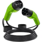 ev charging cable typu 2 qoltec 5m straight 7,4kw 32a ip65 черный/зеленый