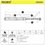RIDEX Gaasivedru, pagasi-/veoruum 219G0931