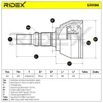 RIDEX Veovõlli ots (Liigendlaager) 5J0186