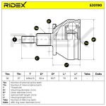 RIDEX Veovõlli ots (Liigendlaager) 5J0190