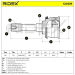 RIDEX Veovõlli ots (Liigendlaager) 5J0239