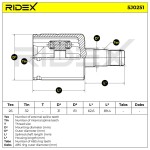 RIDEX Veovõlli ots (Liigendlaager) 5J0251