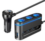 sigaretisüütaja jagaja  voltmeetriga sõiduautole 3 X pesa sigaretisüütaja + 2 X USB tüüp-C + USB