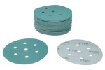 lihvketas abrasiivne peene, lihvketas, P120, diameeter: 150mm, värv: roheline, do krazków, 100tk., arv auku: 15