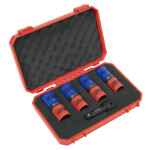 valuvelgede kahe otsaga Löökpadrun komplekt 1/2"sq drive 5pc