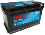 Aku TUDOR 12V 80Ah/800A START&STOP EFB (R+ standartne terminal) 315x175x190 B13 (efb/käivitusaku)