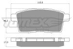 TOMEX Brakes Piduriklotsi komplekt,  ketaspidur TX 17-43